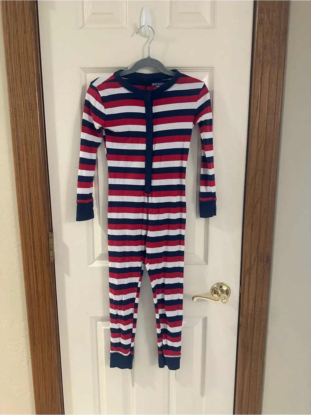 Old Navy Red, Navy and White Striped Kids One-Piece Pajama